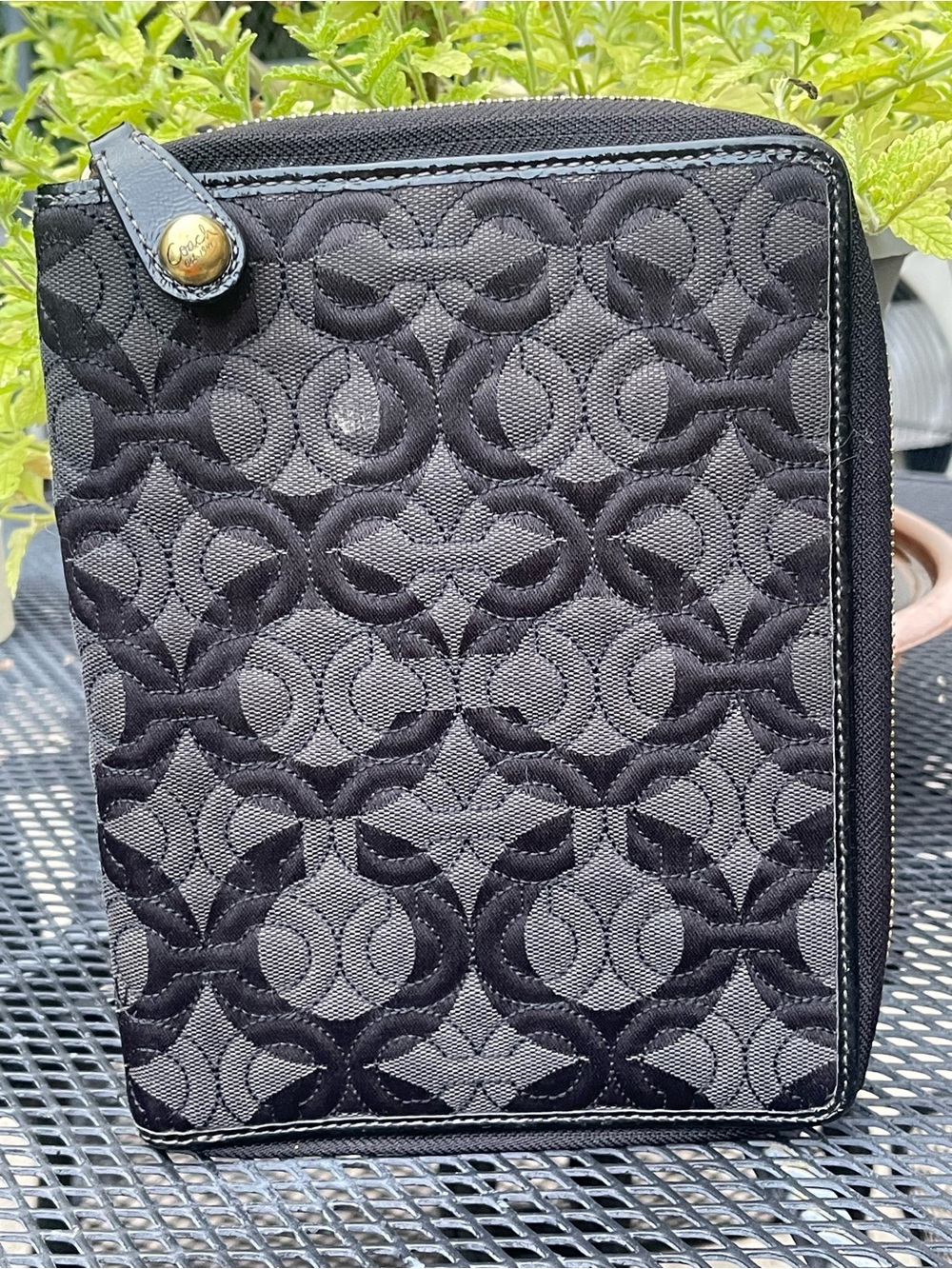 Coach Black Quilted Signature Zip Wallet